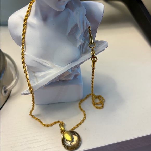 CHANEL - “AUTHENTIC” Button Gold Medallion Necklace - Picture 3 of 4